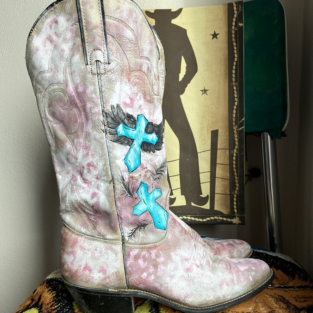 Vintage Kenny Rogers Custom Painted Cowboy Boots